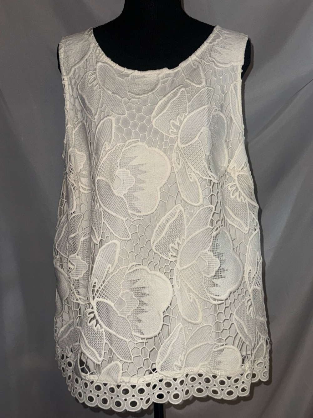 Merona White Floral Lace Tank Top